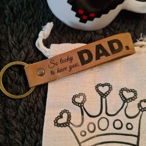 Christmas Gift for Daddy Leather Keyring | Happy Birthday Gift for Dad Keyholder